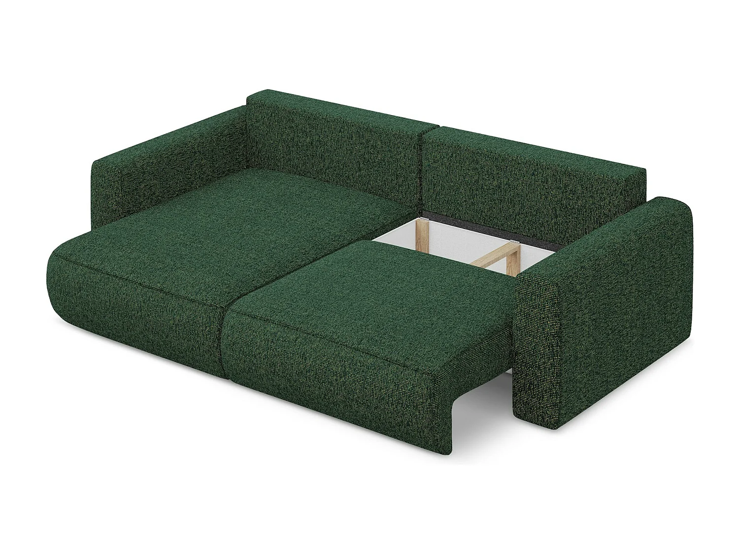 Narożnik lewostronny z funkcją spania - z tkaniny strukturalnej - zielony - KAPUA