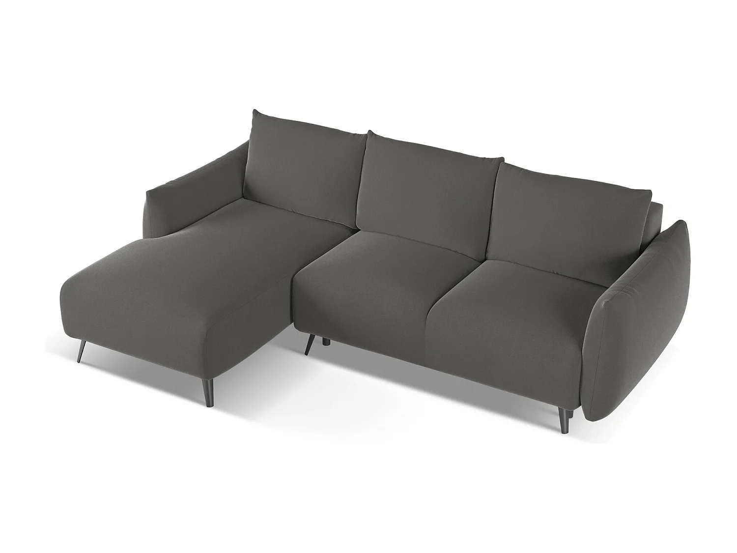 3-Sitzer Ecksofa mit Schlaffunktion - Ecke Links - Samt - Stahl - MALIE