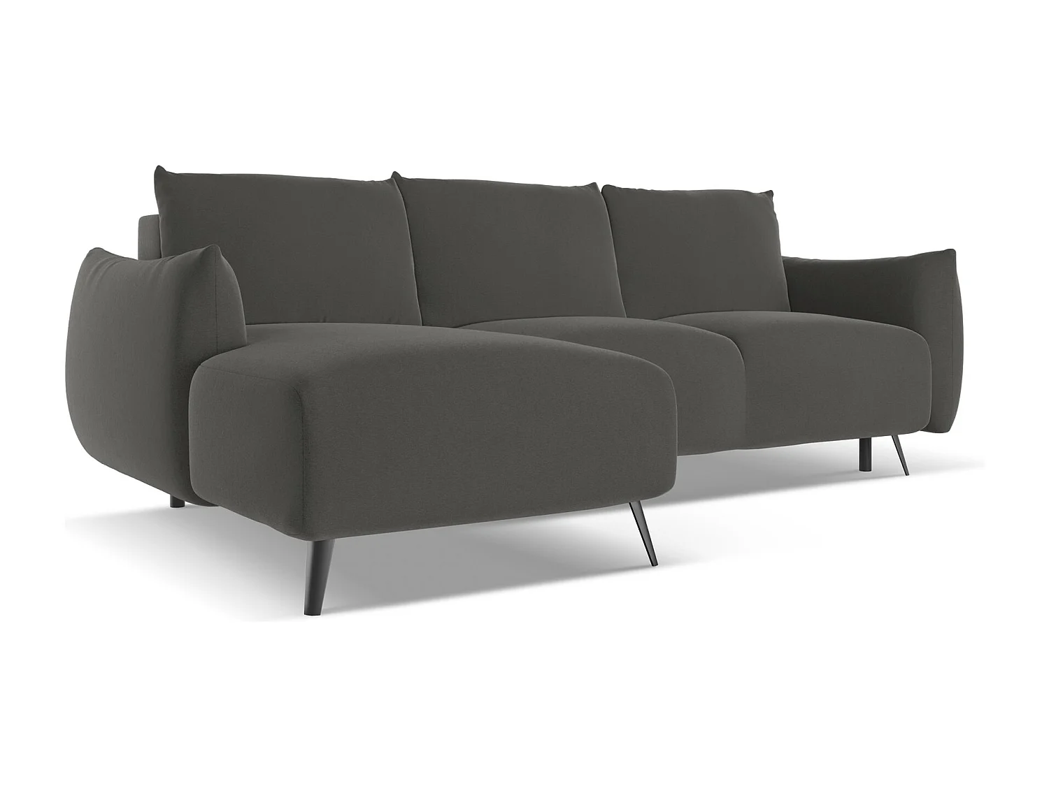 Canapé d'angle gauche convertible en velours - acier - MALIE