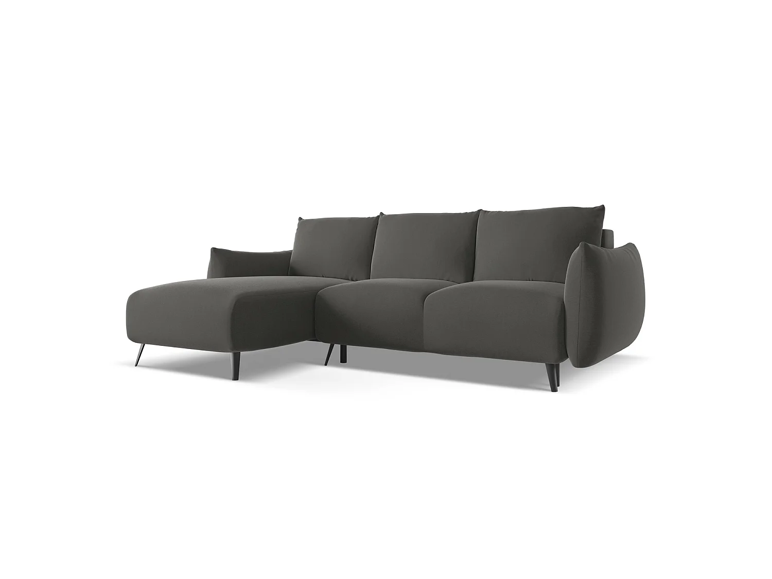 3-Sitzer Ecksofa mit Schlaffunktion - Ecke Links - Samt - Stahl - GENOVA