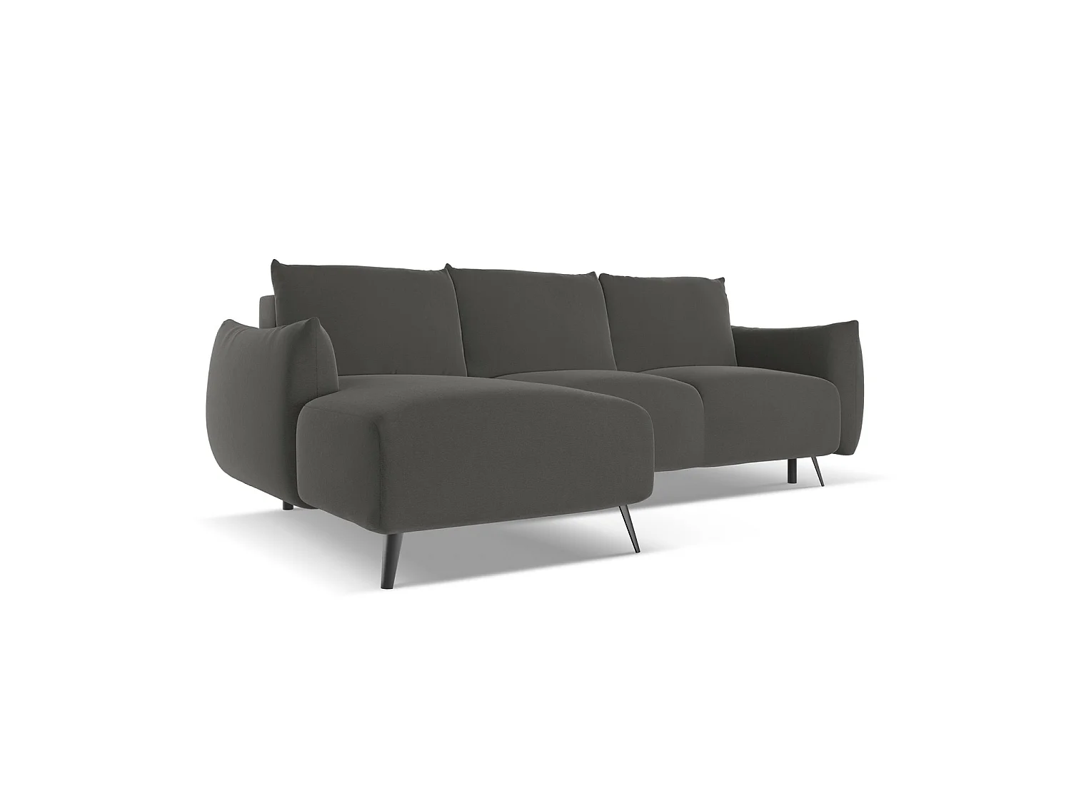 3-Sitzer Ecksofa mit Schlaffunktion - Ecke Links - Samt - Stahl - GENOVA