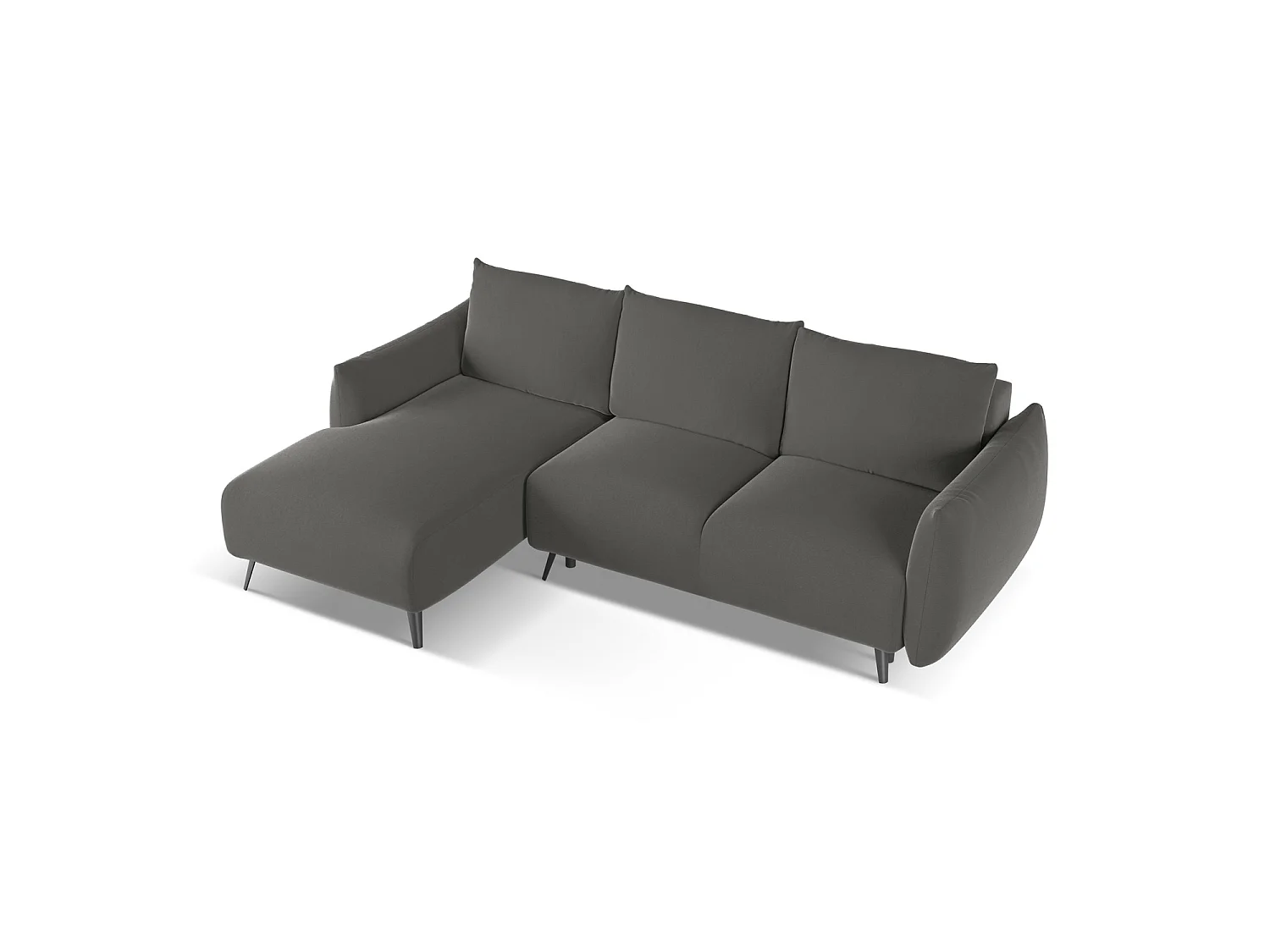 3-Sitzer Ecksofa mit Schlaffunktion - Ecke Links - Samt - Stahl - GENOVA