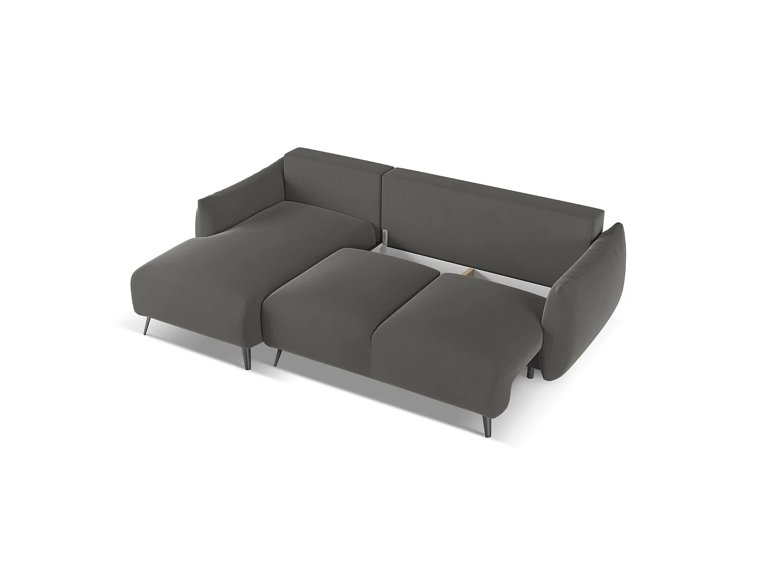 3-Sitzer Ecksofa mit Schlaffunktion - Ecke Links - Samt - Stahl - GENOVA