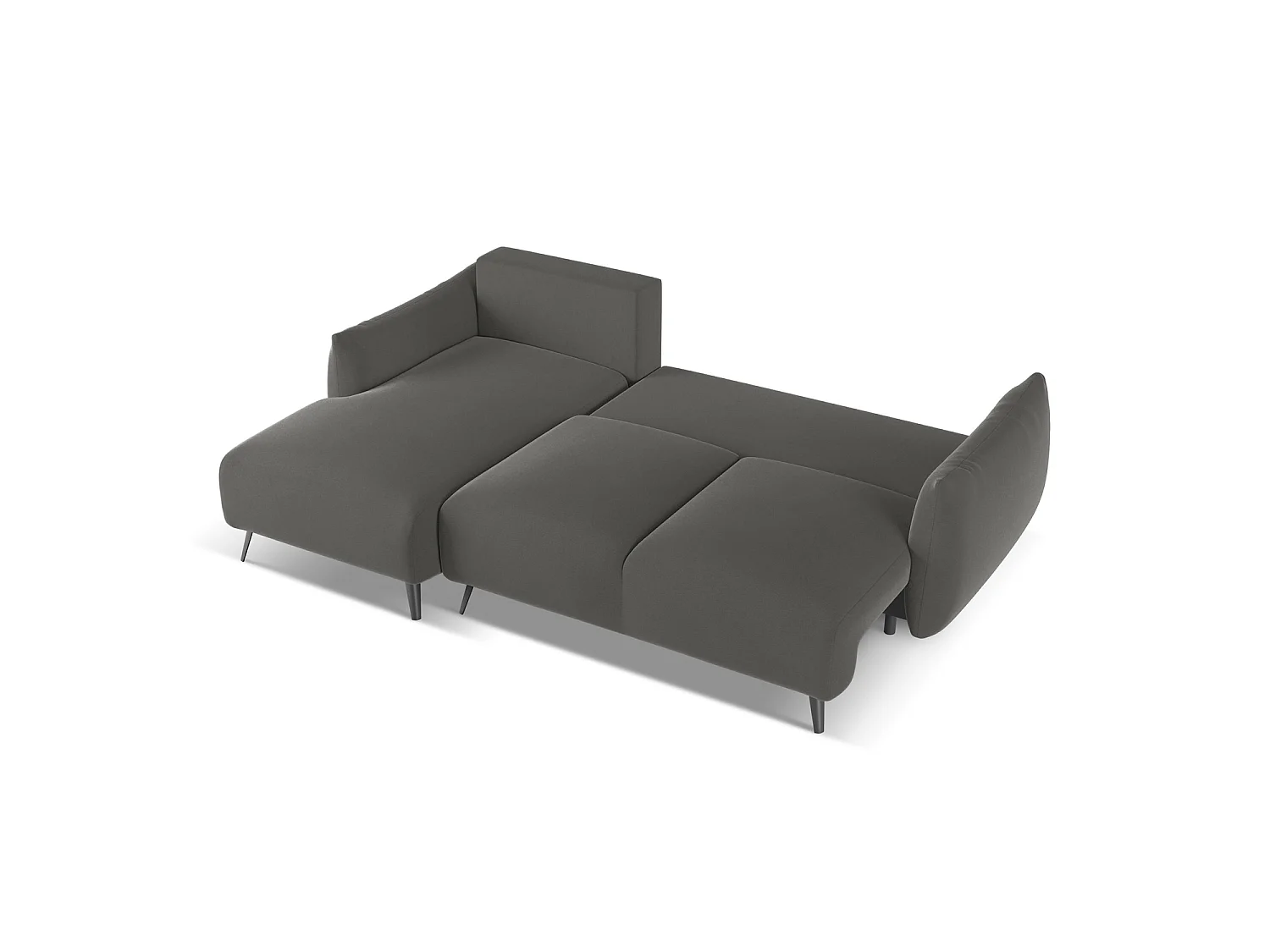 3-Sitzer Ecksofa mit Schlaffunktion - Ecke Links - Samt - Stahl - GENOVA