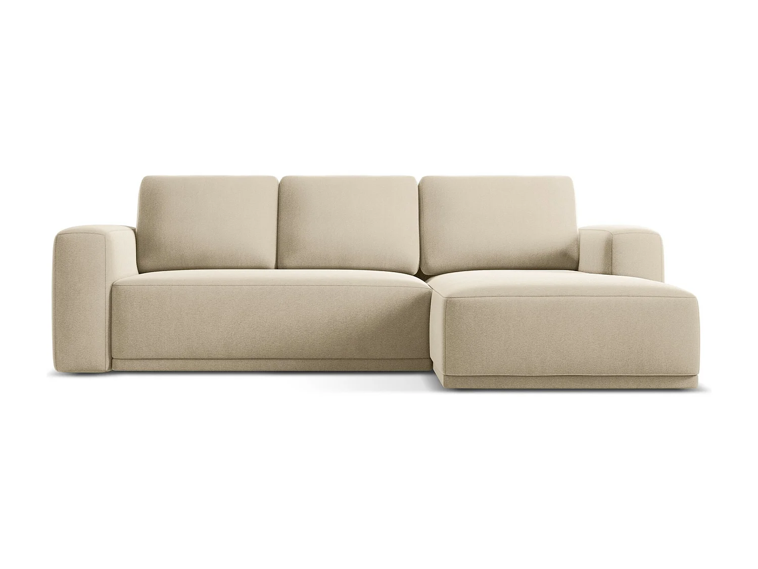 Ecksofa mit Schlaffunktion - Ecke Rechts - Samt - Hell beige - KAILA