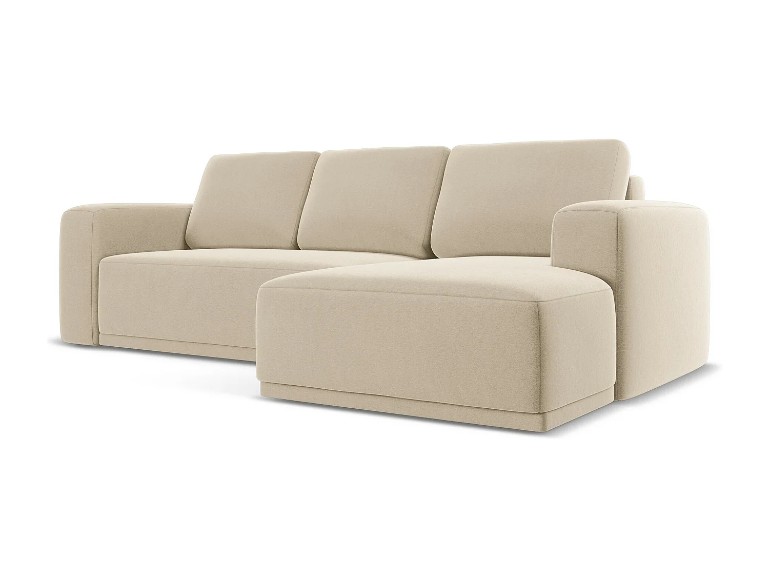 Ecksofa mit Schlaffunktion - Ecke Rechts - Samt - Hell beige - KAILA