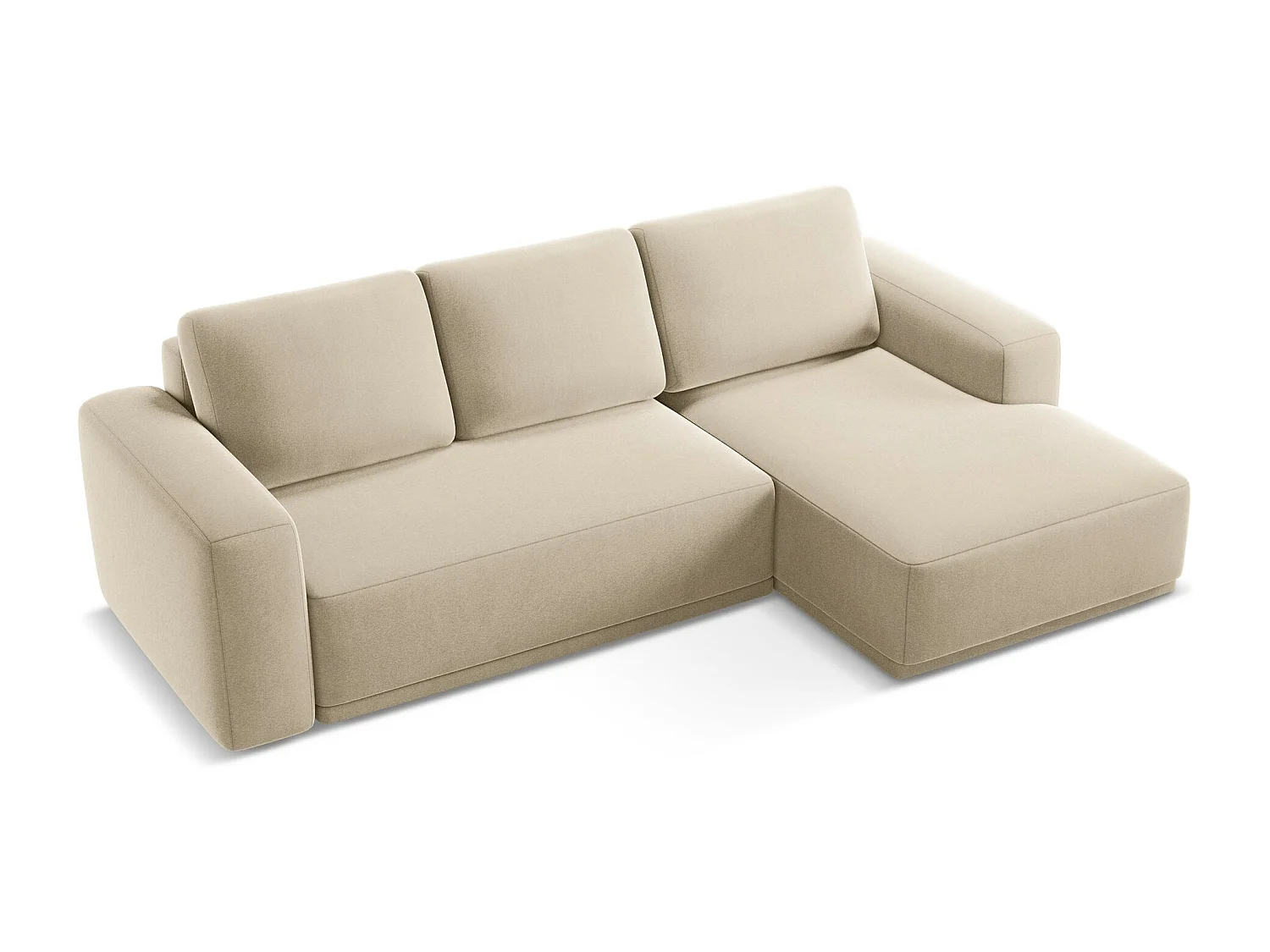 Ecksofa mit Schlaffunktion - Ecke Rechts - Samt - Hell beige - KAILA