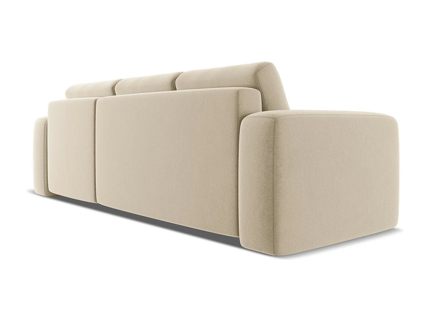 Ecksofa mit Schlaffunktion - Ecke Rechts - Samt - Hell beige - KAILA
