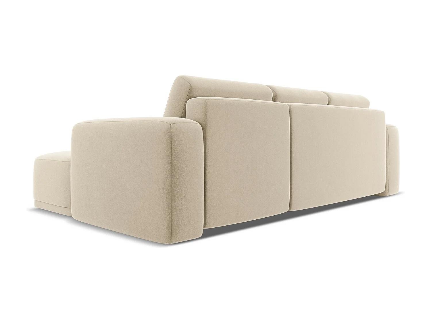 Canapé d'angle droit convertible en velours - beige clair - KAILA