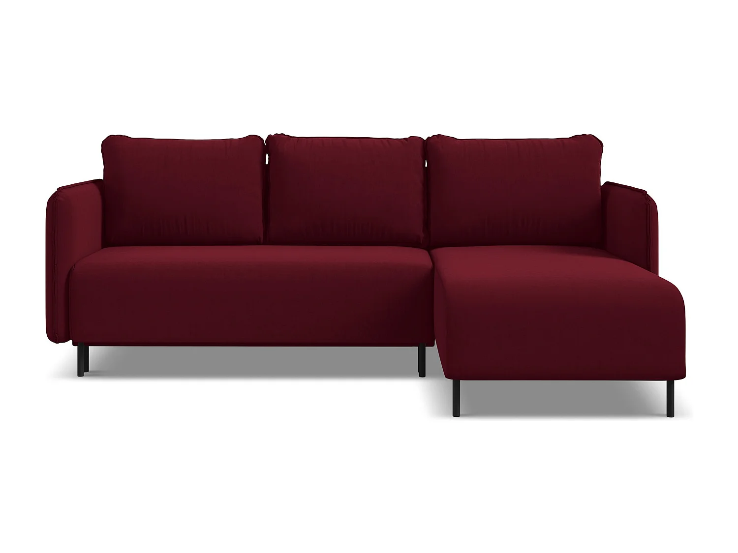 Ecksofa mit Schlaffunktion - Ecke Rechts - Samt - Burgund - LUANA