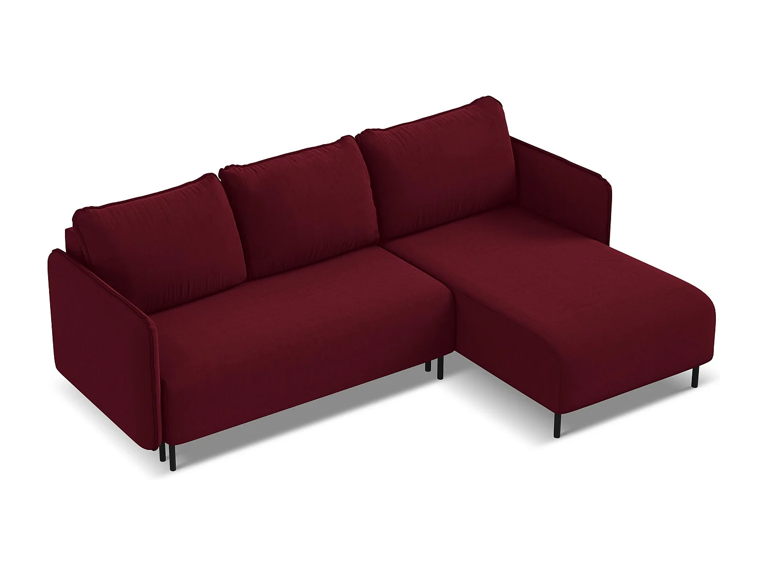 Ecksofa mit Schlaffunktion - Ecke Rechts - Samt - Burgund - LUANA