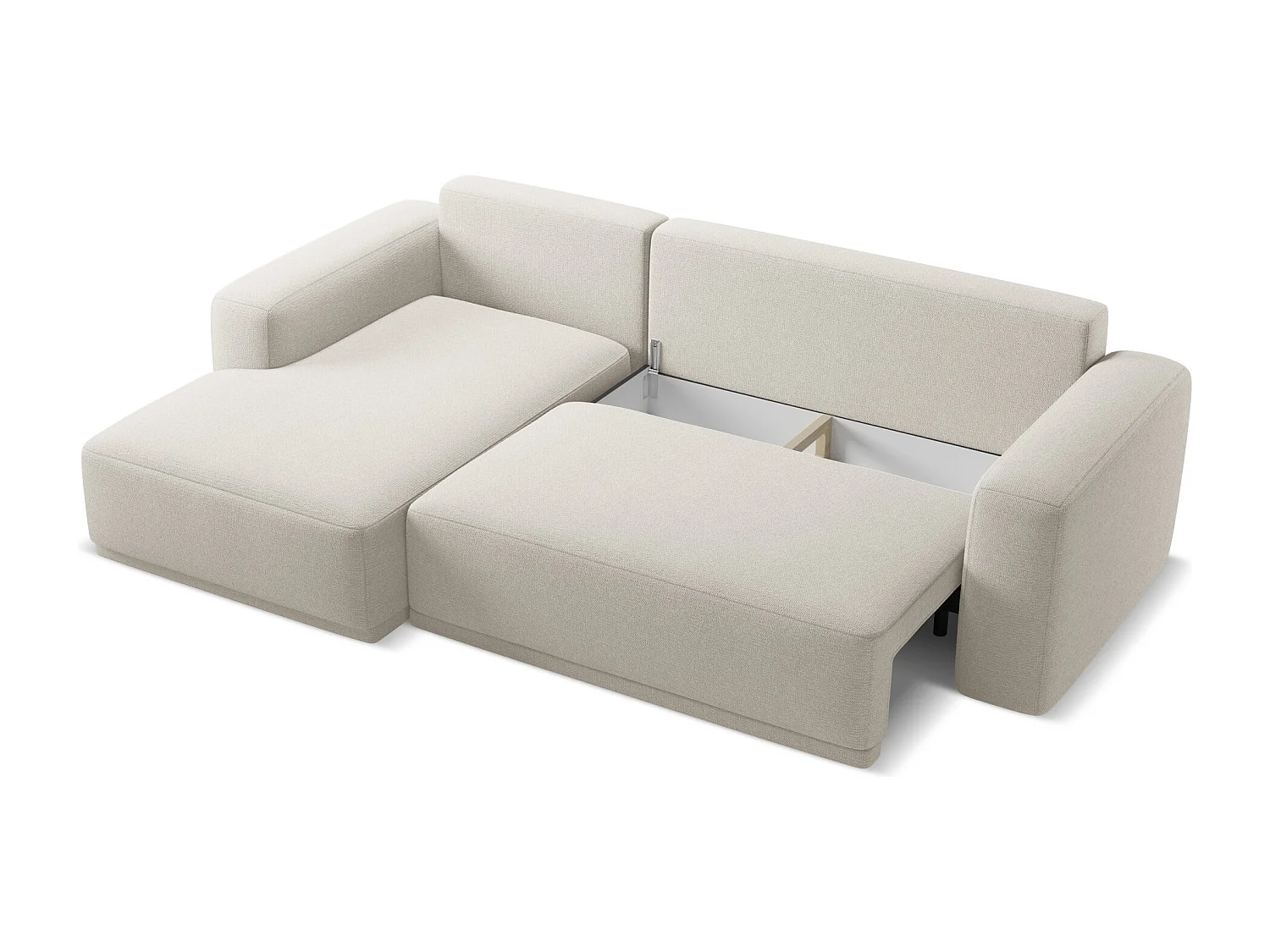 3-Sitzer Ecksofa mit Schlaffunktion - Ecke Links - Chenille - Silber - KAILA