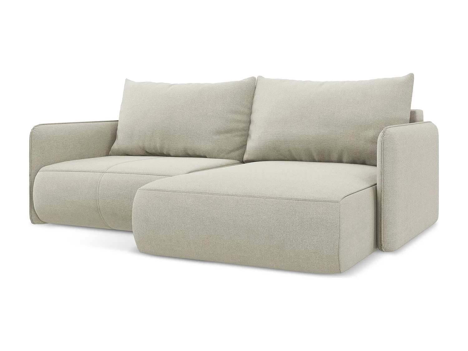 2,5-Sitzer Ecksofa mit Schlaffunktion - Ecke Rechts - Strukturstoff - Hell beige - NANEA