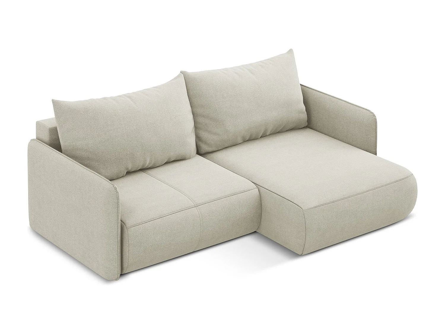 2,5-Sitzer Ecksofa mit Schlaffunktion - Ecke Rechts - Strukturstoff - Hell beige - NANEA