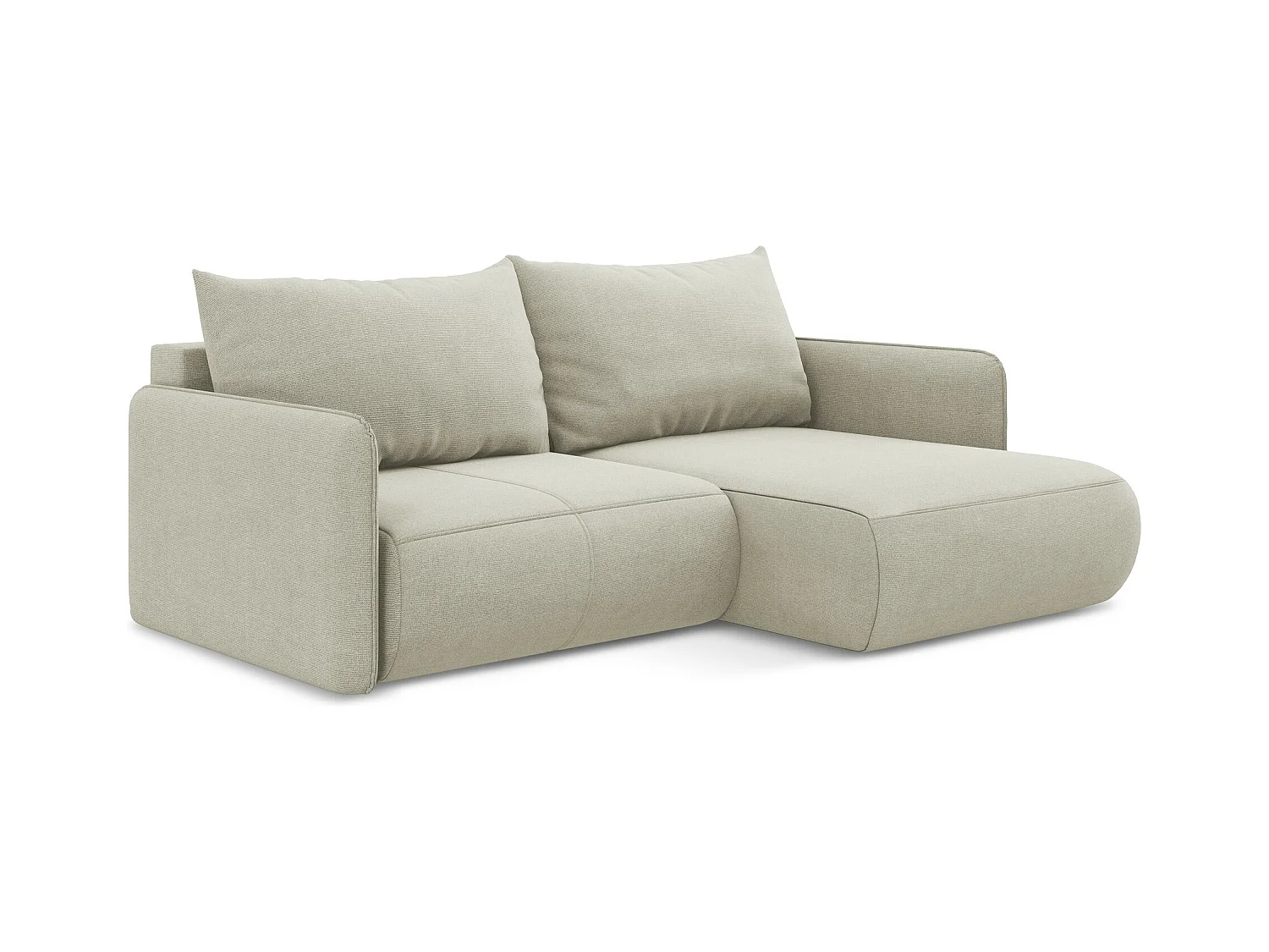 Canapé d’angle 2,5 places droit convertible en tissu texturé - beige clair - NANEA