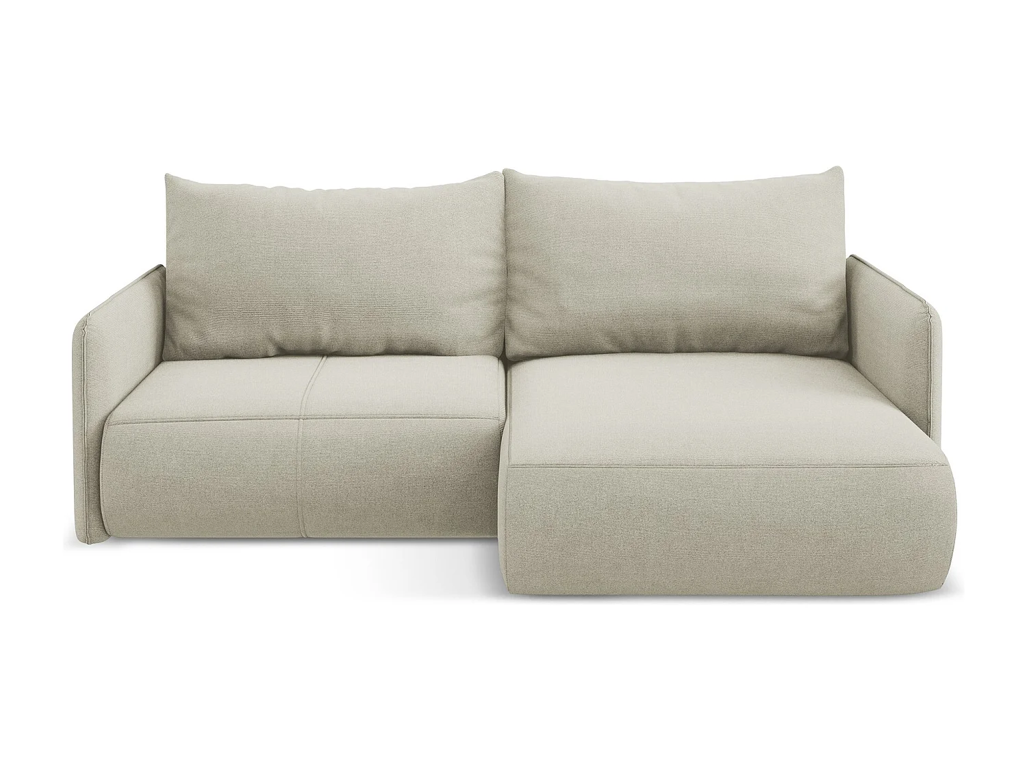 Canapé d’angle 2,5 places droit convertible en tissu texturé - beige clair - NANEA