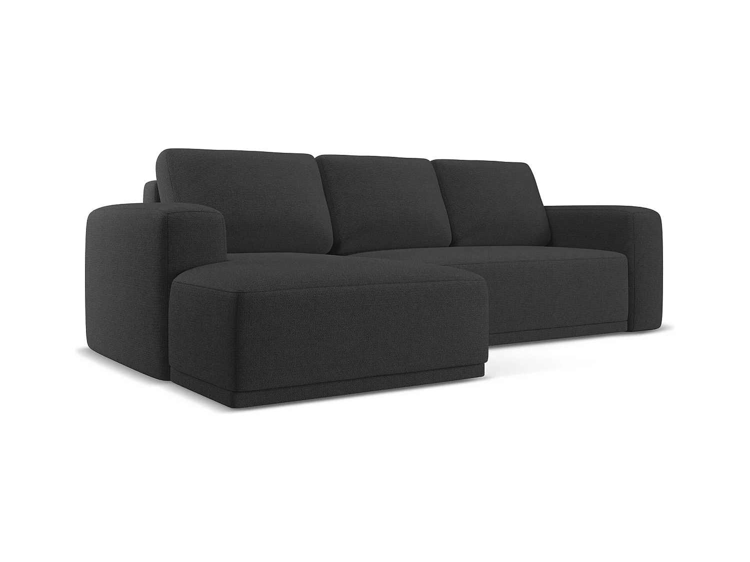 Hoekslaapbank links van antraciet chenille stof - KAILA