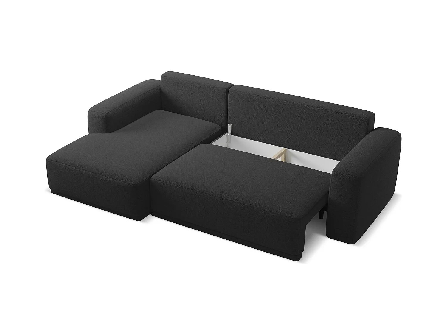 Hoekslaapbank links van antraciet chenille stof - KAILA