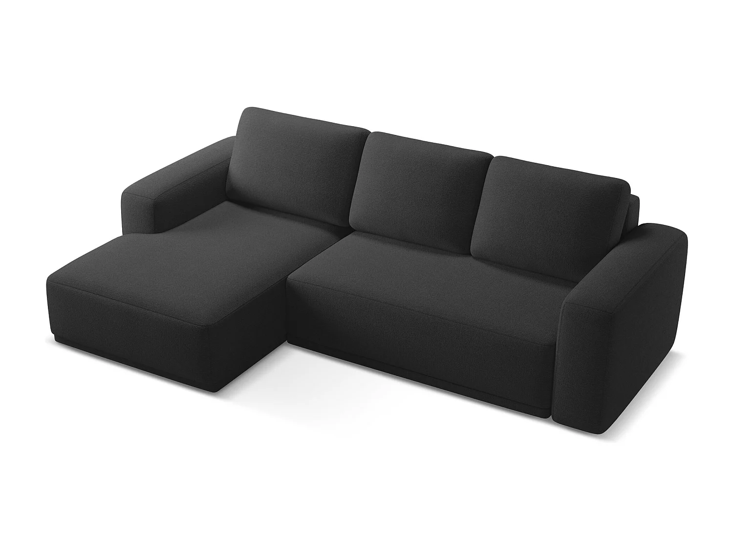 Canapé d'angle gauche convertible en tissu chenille - anthracite - KAILA