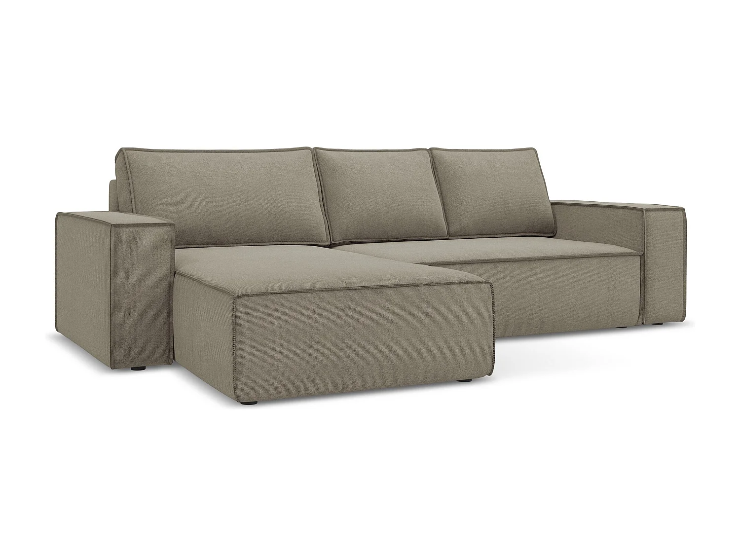 3-Sitzer Ecksofa mit Schlaffunktion - Ecke Links - Strukturstoff - Dunkelbeige - KIMO