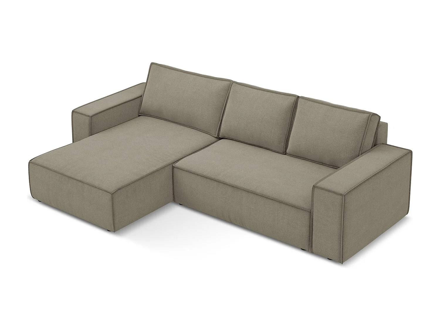 3-Sitzer Ecksofa mit Schlaffunktion - Ecke Links - Strukturstoff - Dunkelbeige - KIMO