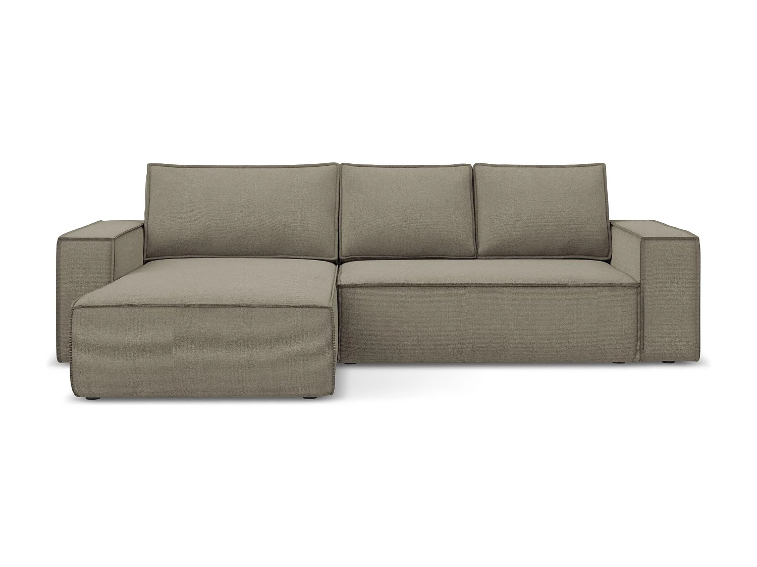 Canapé d’angle 3 places gauche convertible en tissu texturé - beige foncé - KIMO