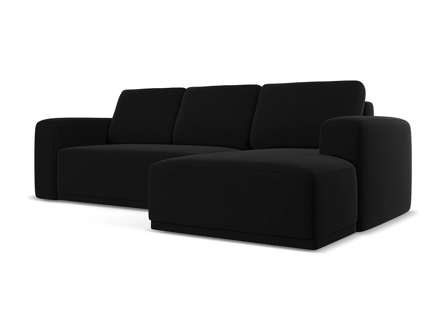 Canapé d'angle droit convertible en velours - noir - KAILA
