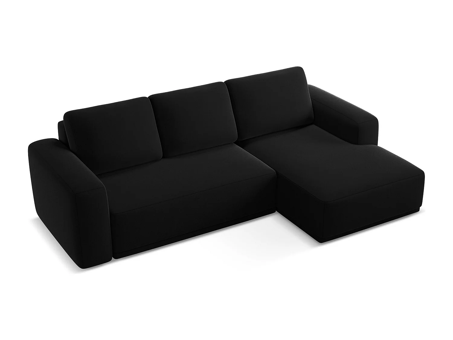 Ecksofa mit Schlaffunktion - Ecke Rechts - Samt - Schwarz - KAILA