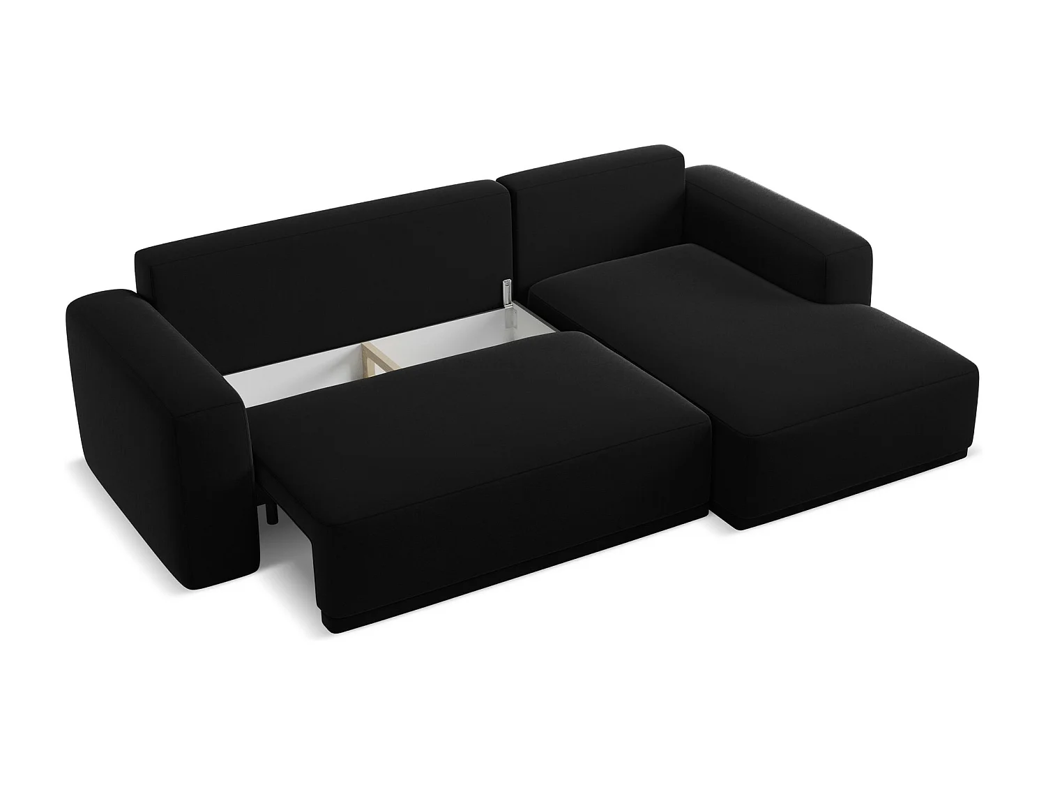 Ecksofa mit Schlaffunktion - Ecke Rechts - Samt - Schwarz - KAILA