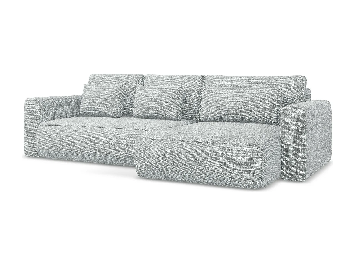 Sofá de canto direito convertível 3 lugares em tecido texturizado prata - KAPUA