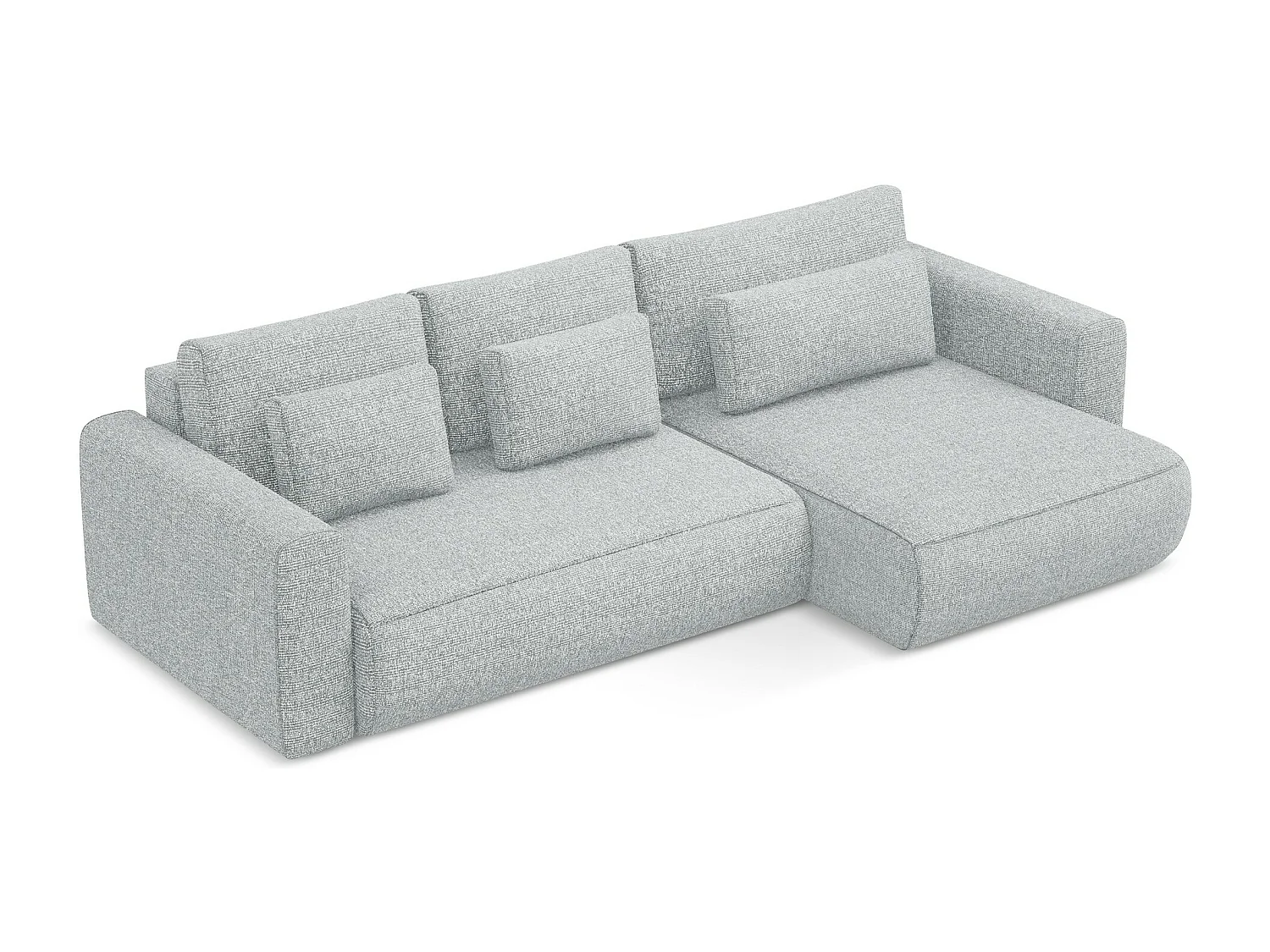 Sofá de canto direito convertível 3 lugares em tecido texturizado prata - KAPUA