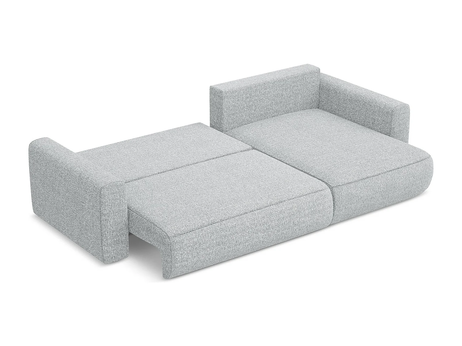 Sofá de canto direito convertível 3 lugares em tecido texturizado prata - KAPUA