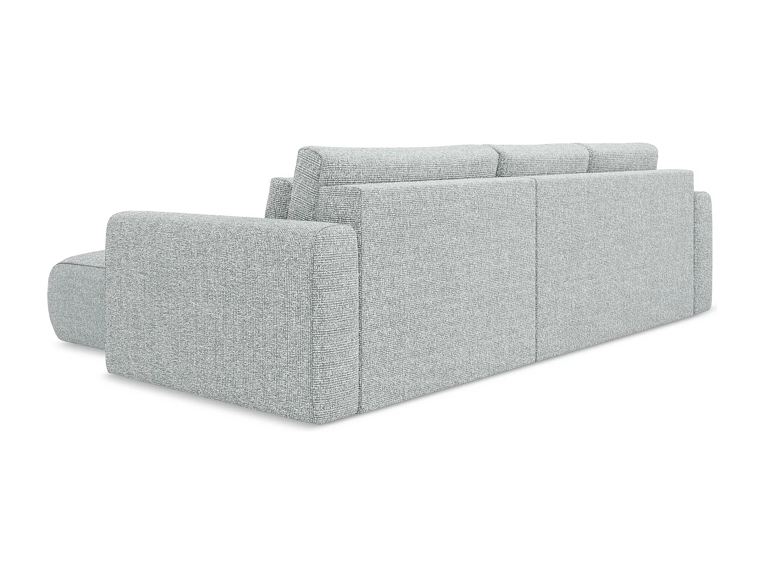 Sofá de canto direito convertível 3 lugares em tecido texturizado prata - KAPUA