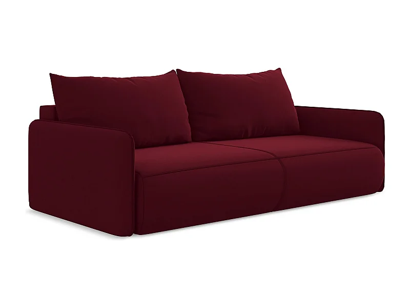 3-Sitzer Sofa mit Schlaffunktion - - Samt - Burgund - NANEA