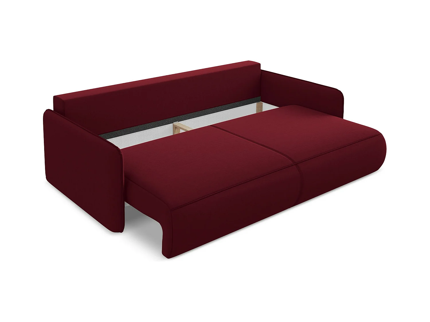3-Sitzer Sofa mit Schlaffunktion - - Samt - Burgund - NANEA