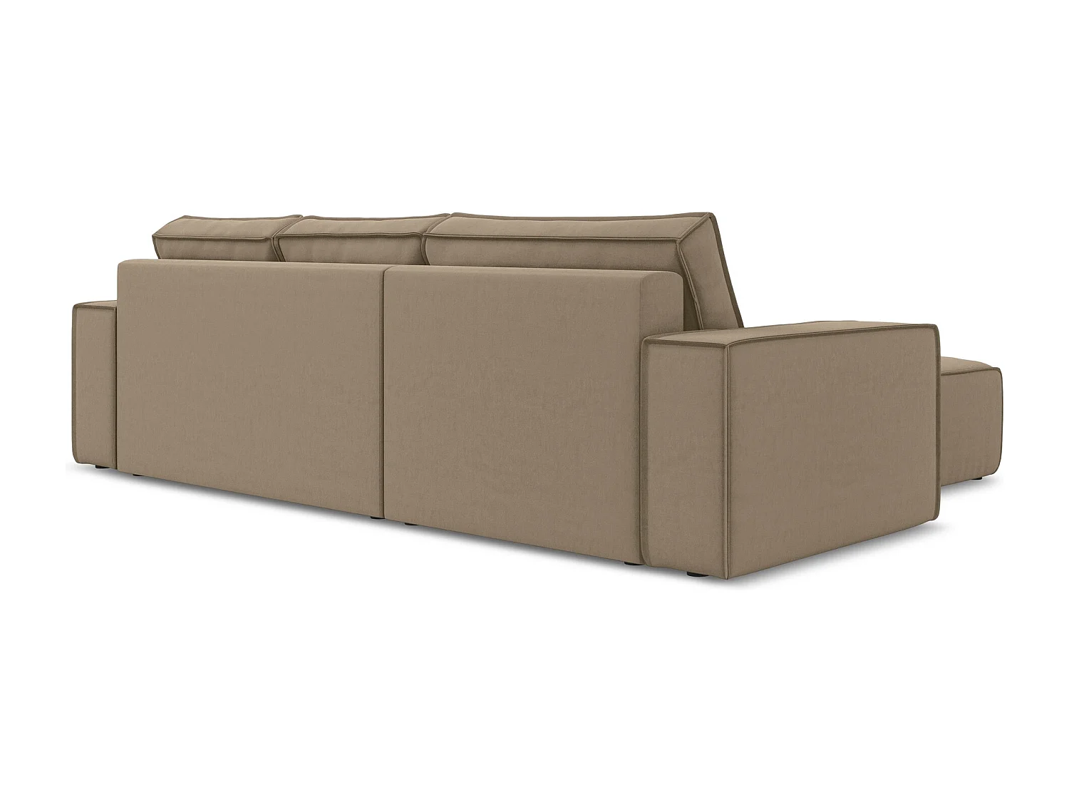 3-Sitzer Ecksofa mit Schlaffunktion - Ecke Links - Samt - Hell beige - KIMO