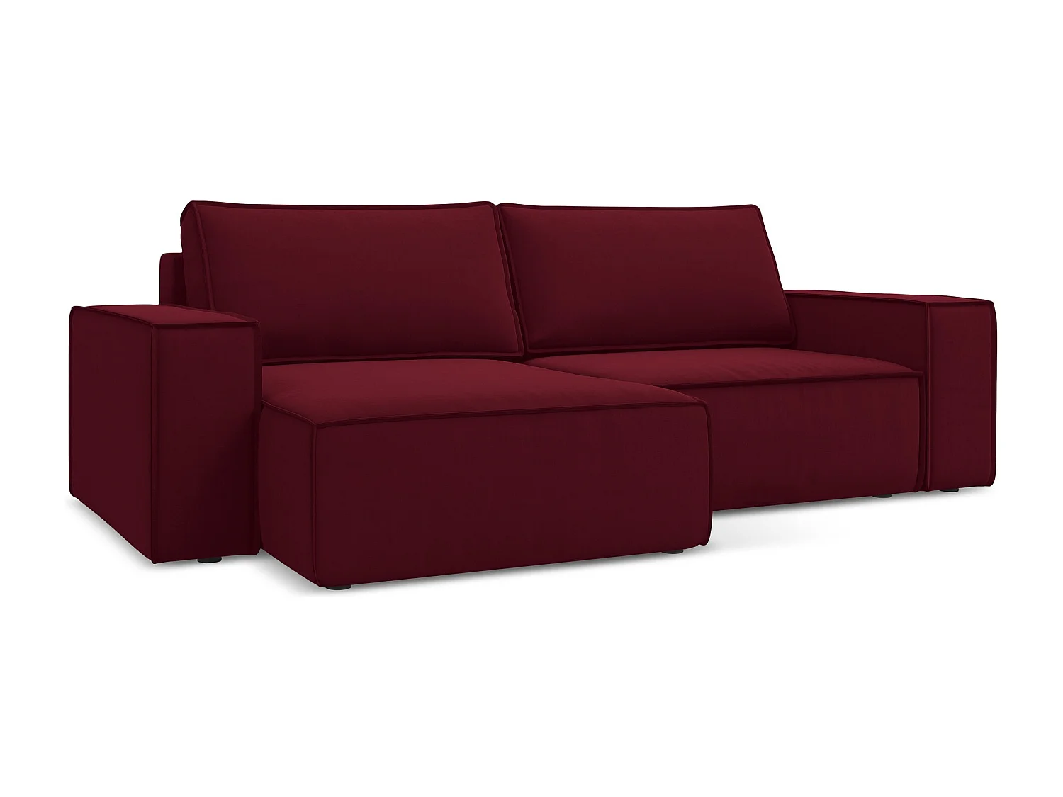 Canapé d’angle 2 places gauche convertible en velours - bourgogne - KIMO