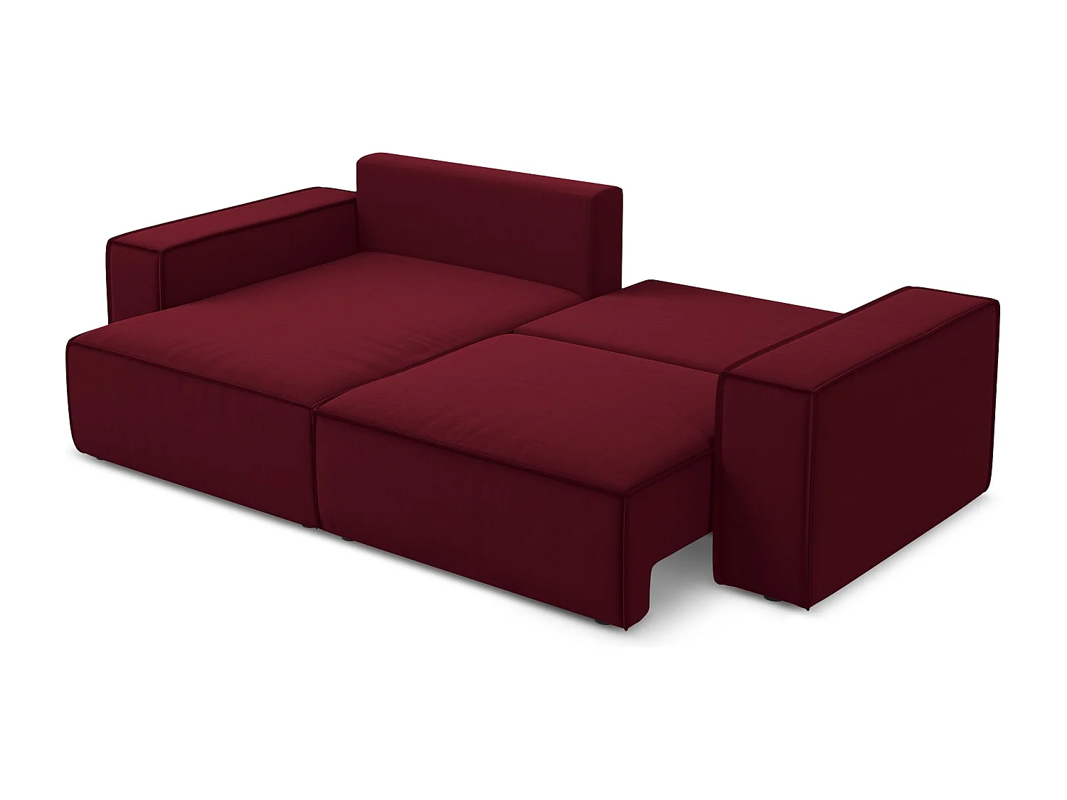 Canapé d’angle 2 places gauche convertible en velours - bourgogne - KIMO