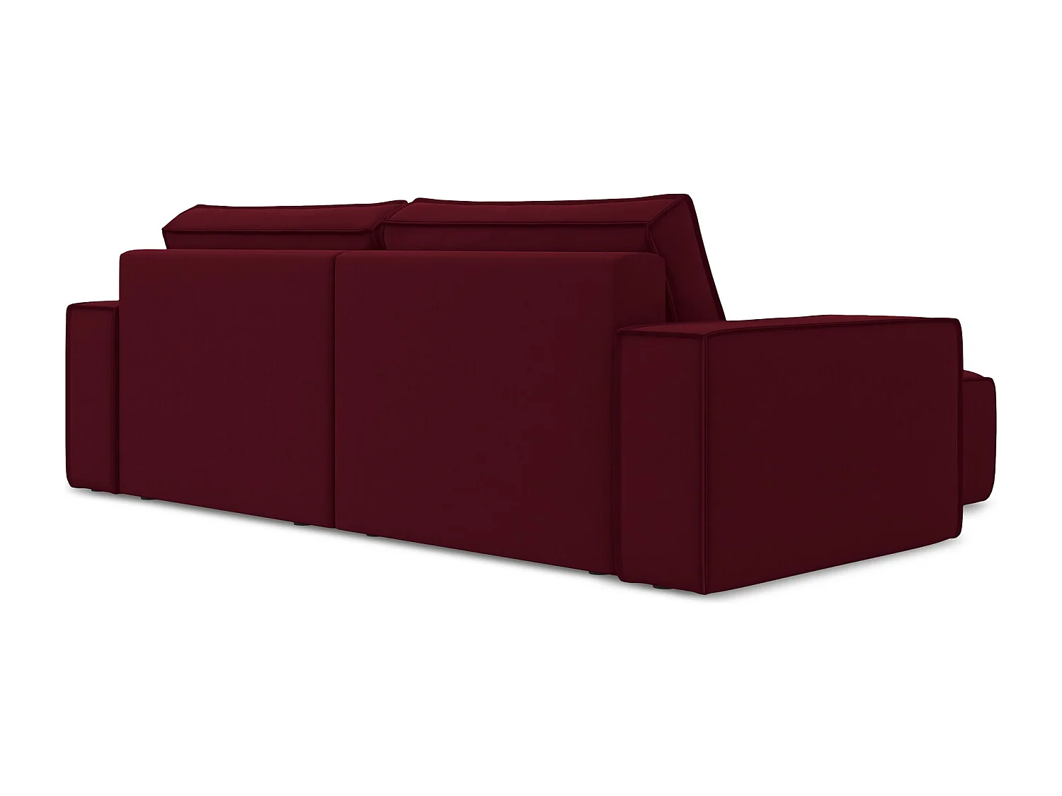 Canapé d’angle 2 places gauche convertible en velours - bourgogne - KIMO