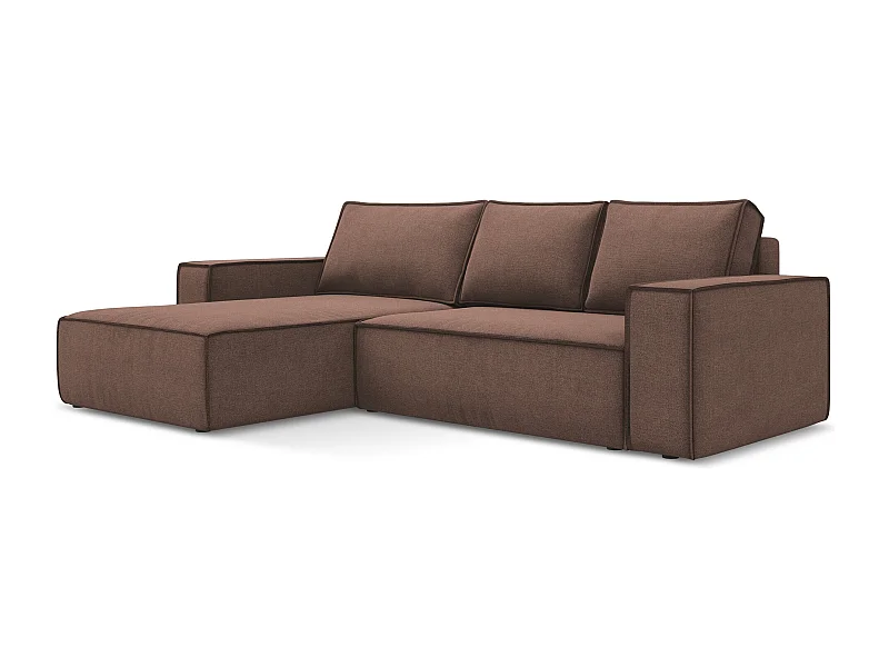 3-Sitzer Ecksofa mit Schlaffunktion - Ecke Links - Strukturstoff - Puderrosa - KIMO