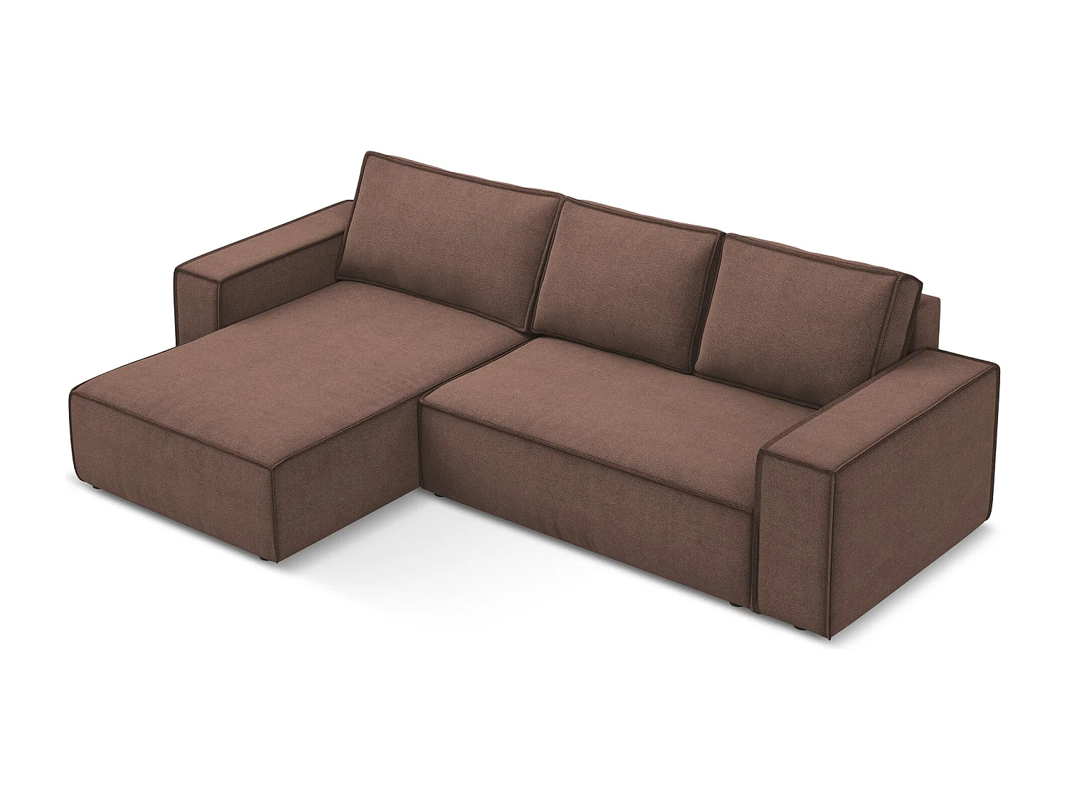 3-Sitzer Ecksofa mit Schlaffunktion - Ecke Links - Strukturstoff - Puderrosa - KIMO