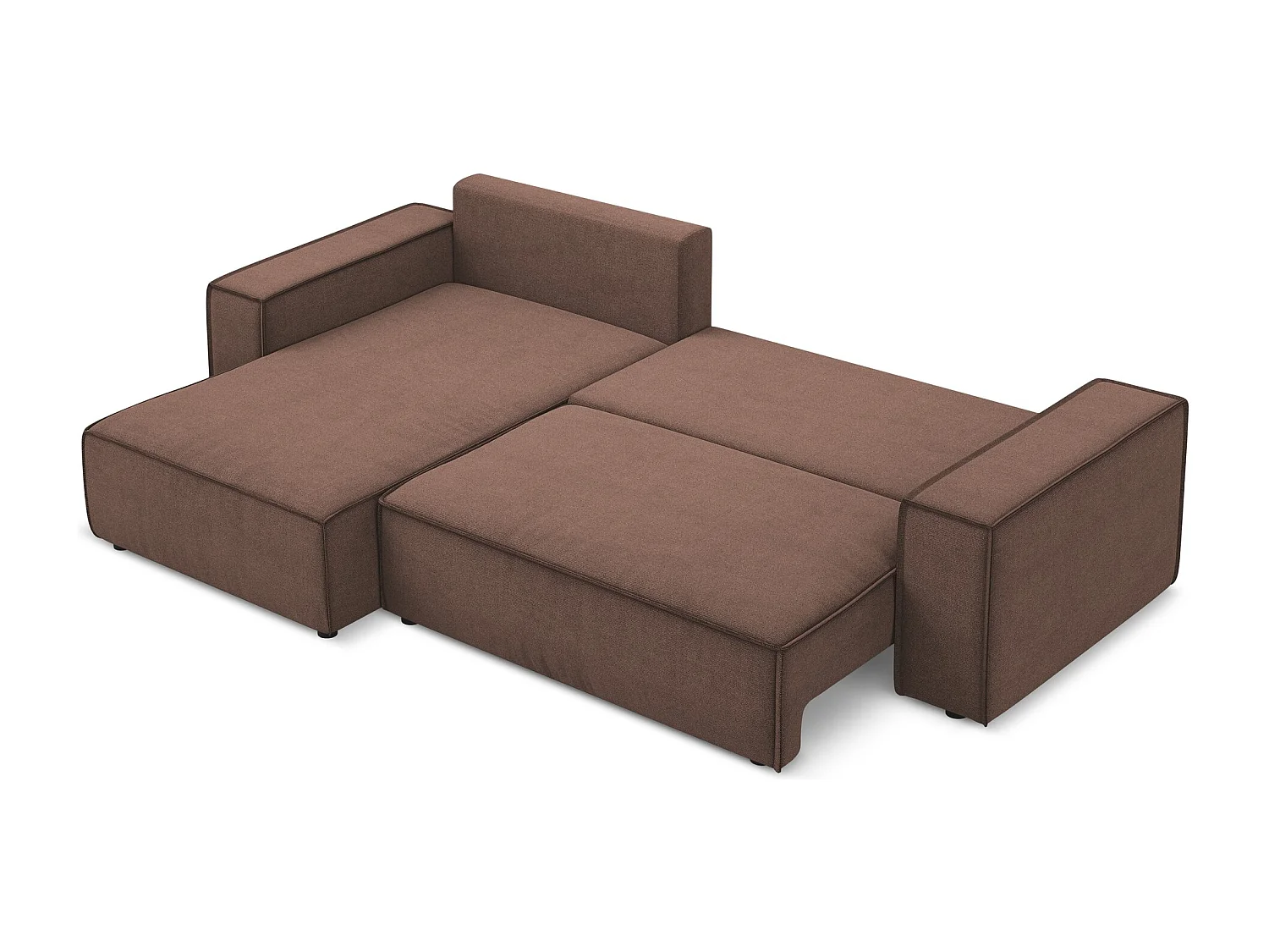3-Sitzer Ecksofa mit Schlaffunktion - Ecke Links - Strukturstoff - Puderrosa - KIMO