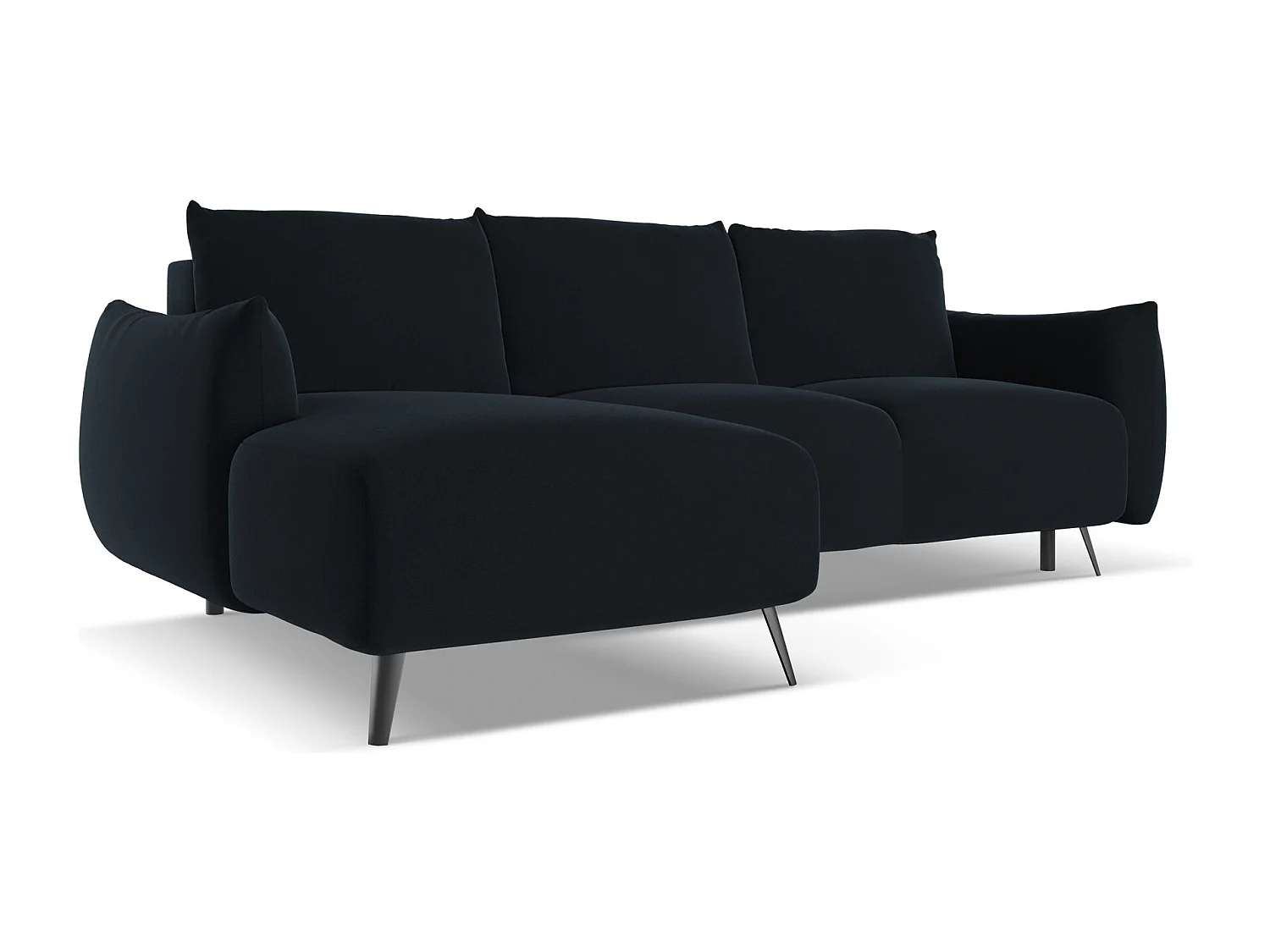 3-Sitzer Ecksofa mit Schlaffunktion - Ecke Links - Samt - Königsblau - MALIE