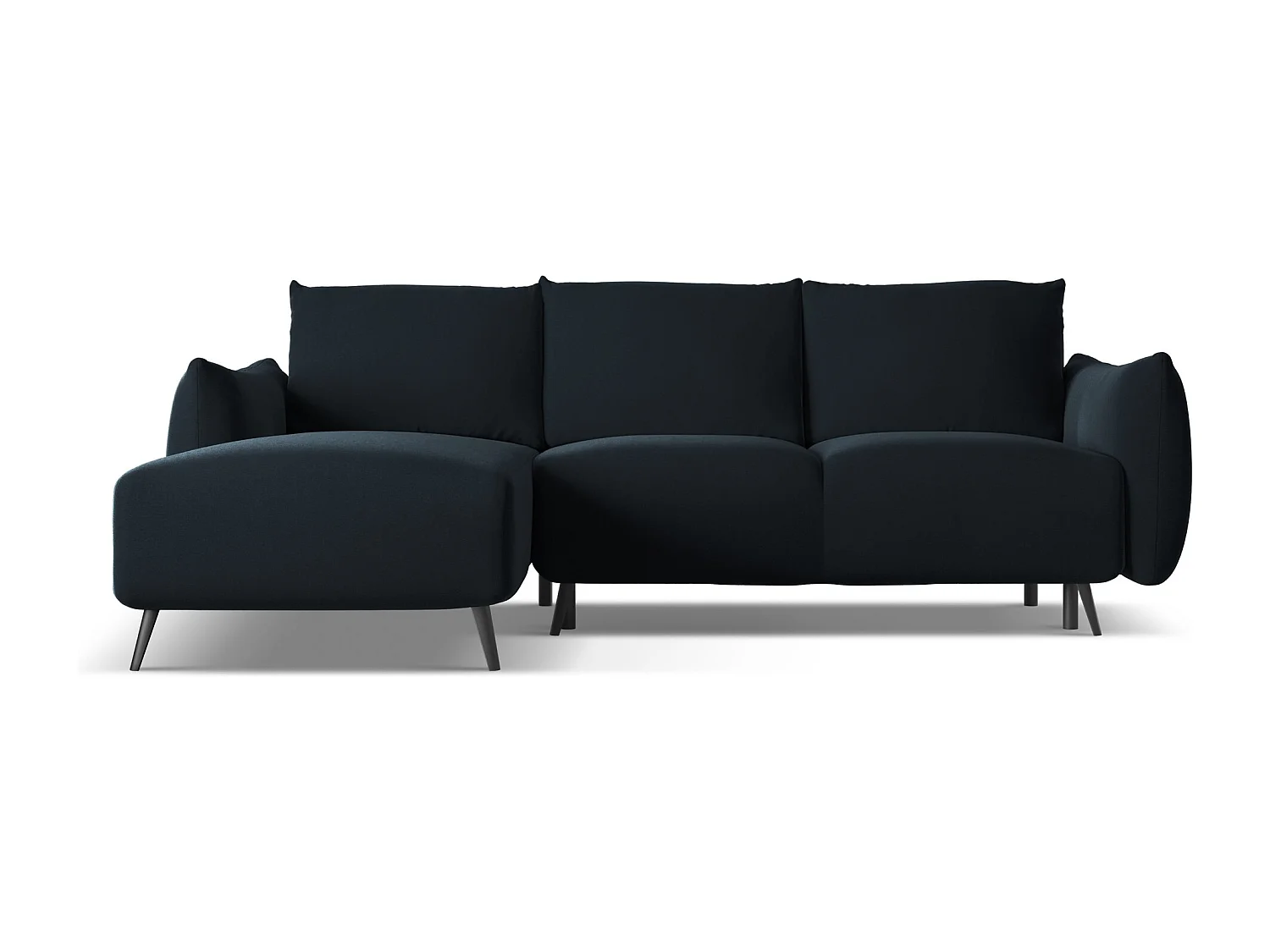 Canapé d'angle gauche convertible en velours - bleu royal - MALIE