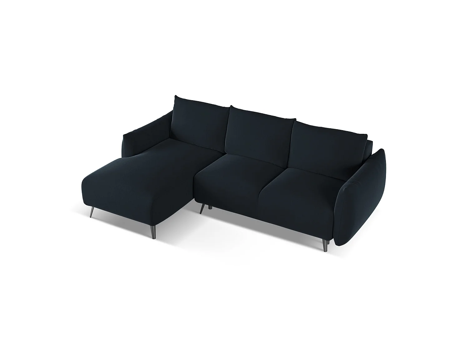 3-Sitzer Ecksofa mit Schlaffunktion - Ecke Links - Samt - Königsblau - GENOVA