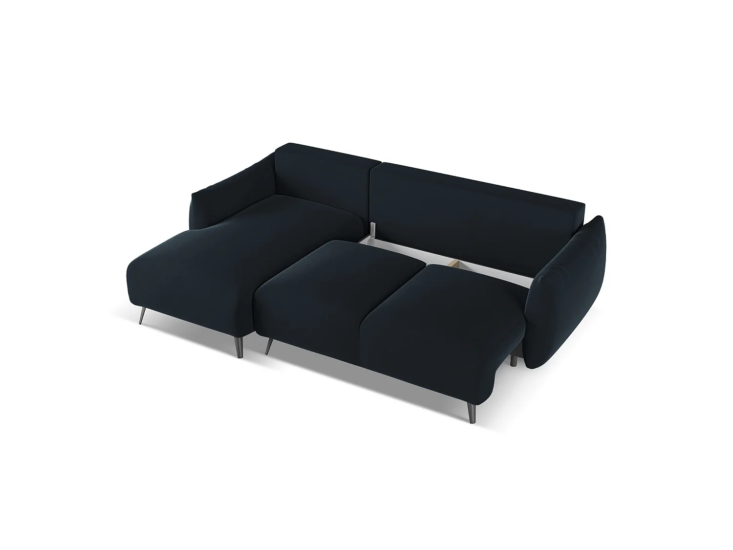 3-Sitzer Ecksofa mit Schlaffunktion - Ecke Links - Samt - Königsblau - GENOVA