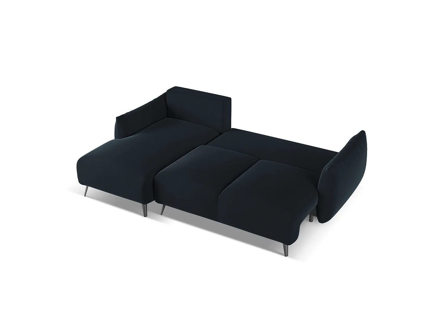 3-Sitzer Ecksofa mit Schlaffunktion - Ecke Links - Samt - Königsblau - GENOVA