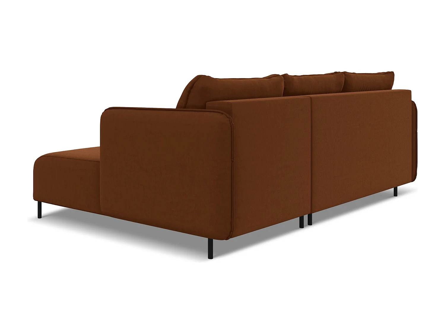 Ecksofa mit Schlaffunktion - Ecke Rechts - Samt - Terrakotta - LUANA