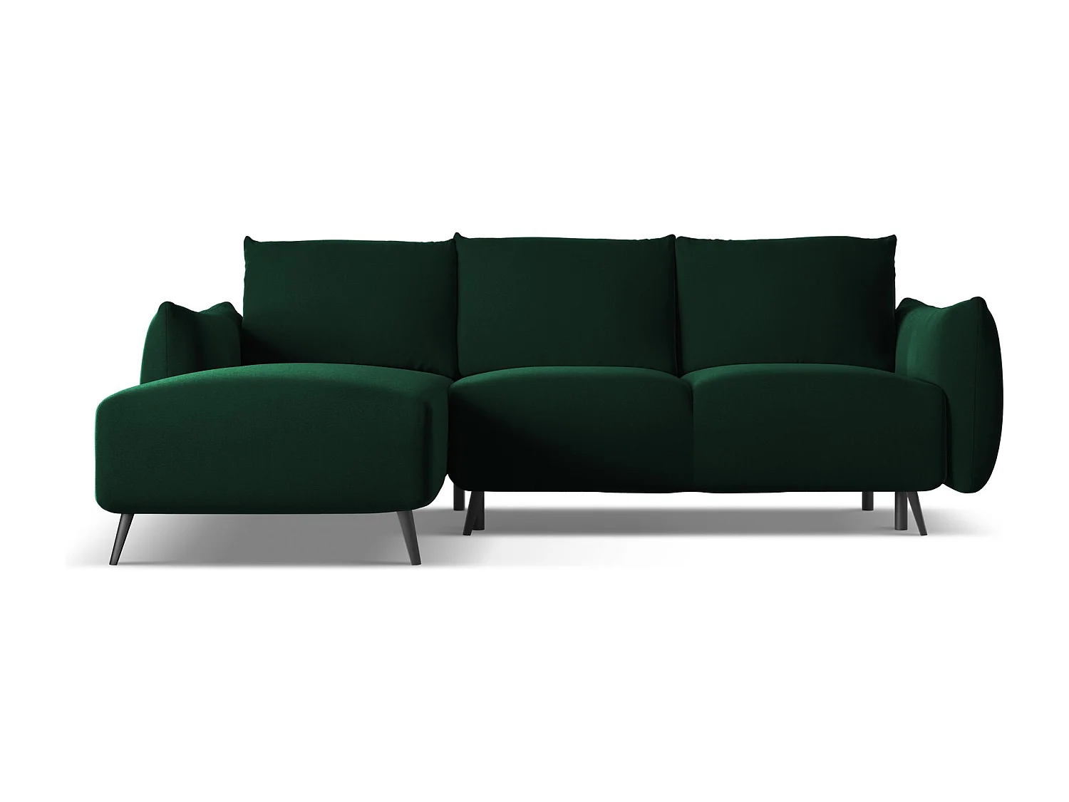 3-Sitzer Ecksofa mit Schlaffunktion - Ecke Links - Samt - Flaschengrün - MALIE