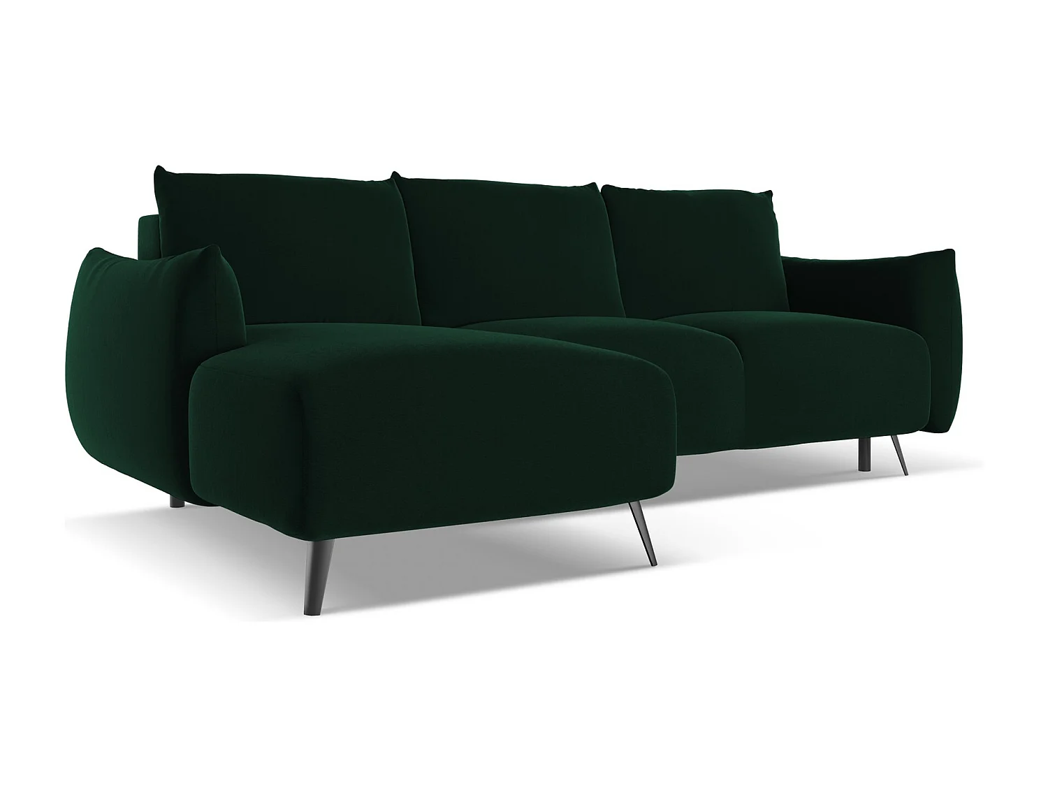 3-Sitzer Ecksofa mit Schlaffunktion - Ecke Links - Samt - Flaschengrün - MALIE